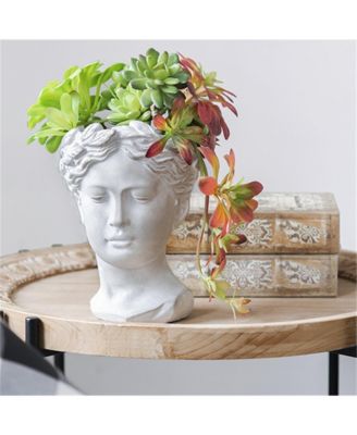Outdoor Home Garden Decor Greek Style Cement Head Planter