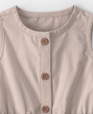 Baby Girls' Canvas Sleeveless Romper