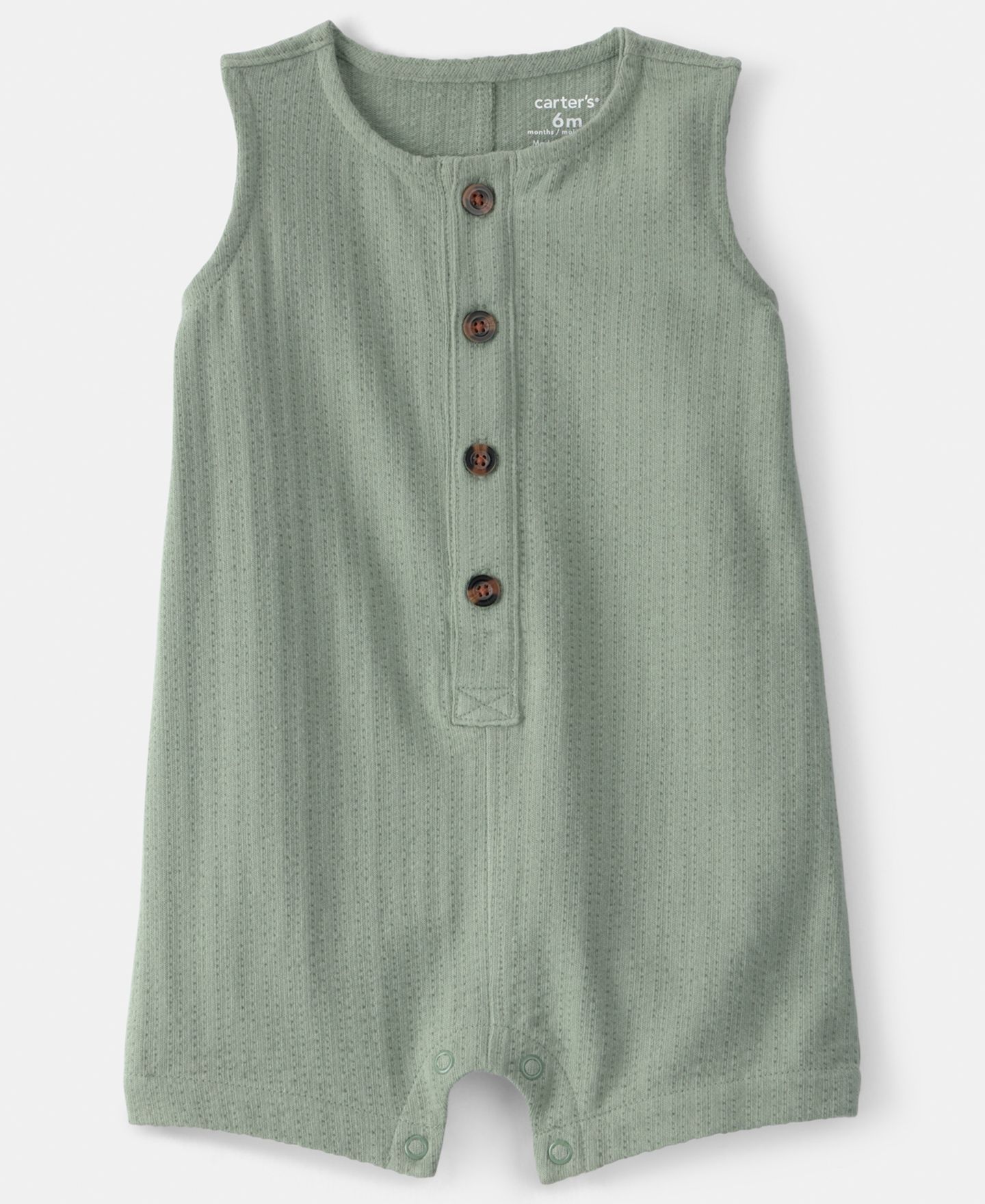 Комбинезон Carter's Solid Sleeveless Romper для мальчиков-малышей, цвет: Зелёный — фото 1