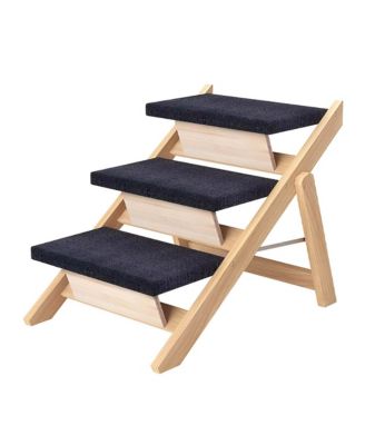 150lb Capacity Pet Steps - Foldable 3-Step Ramp for Bed & Car, Non-Slip