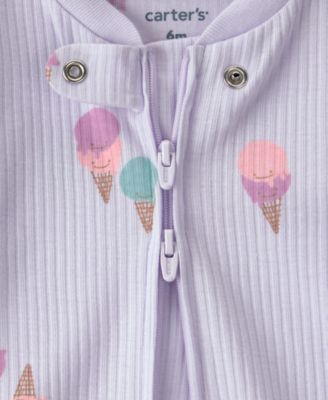 Baby Girls' Ice Cream Two-Way Zip One-Piece Pajama