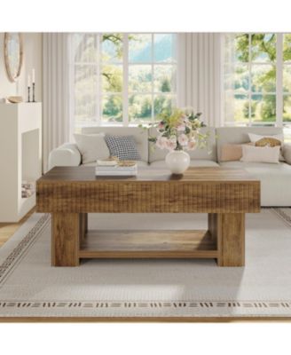47-Inch Rustic Wood Center Table for Living Room