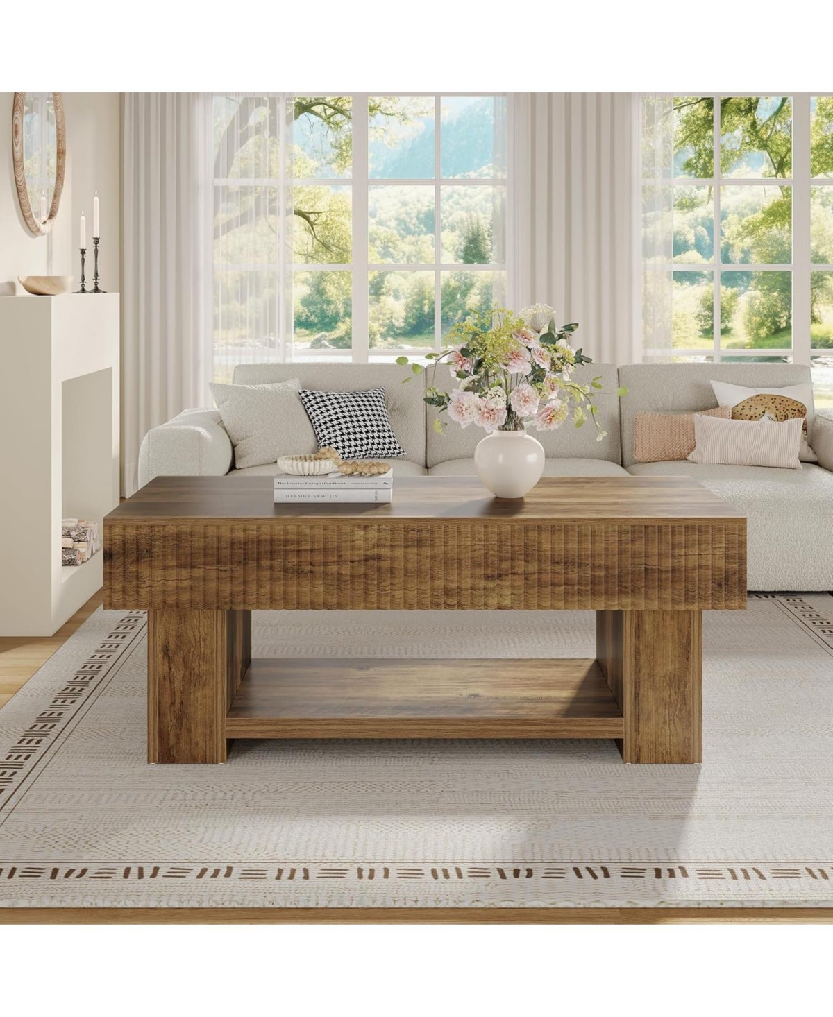 Tribesigns 47-Inch Rustic Wood Center Table for Living Room