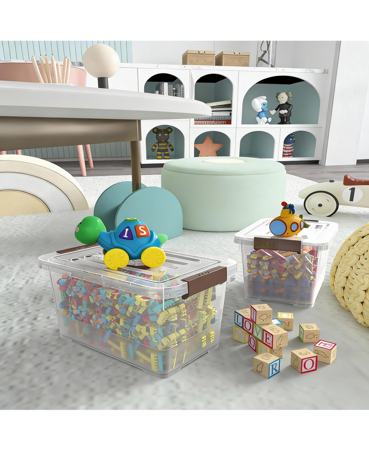 Yigii 6-Pack Clear 7 Quart Stackable Storage Bins with Latches