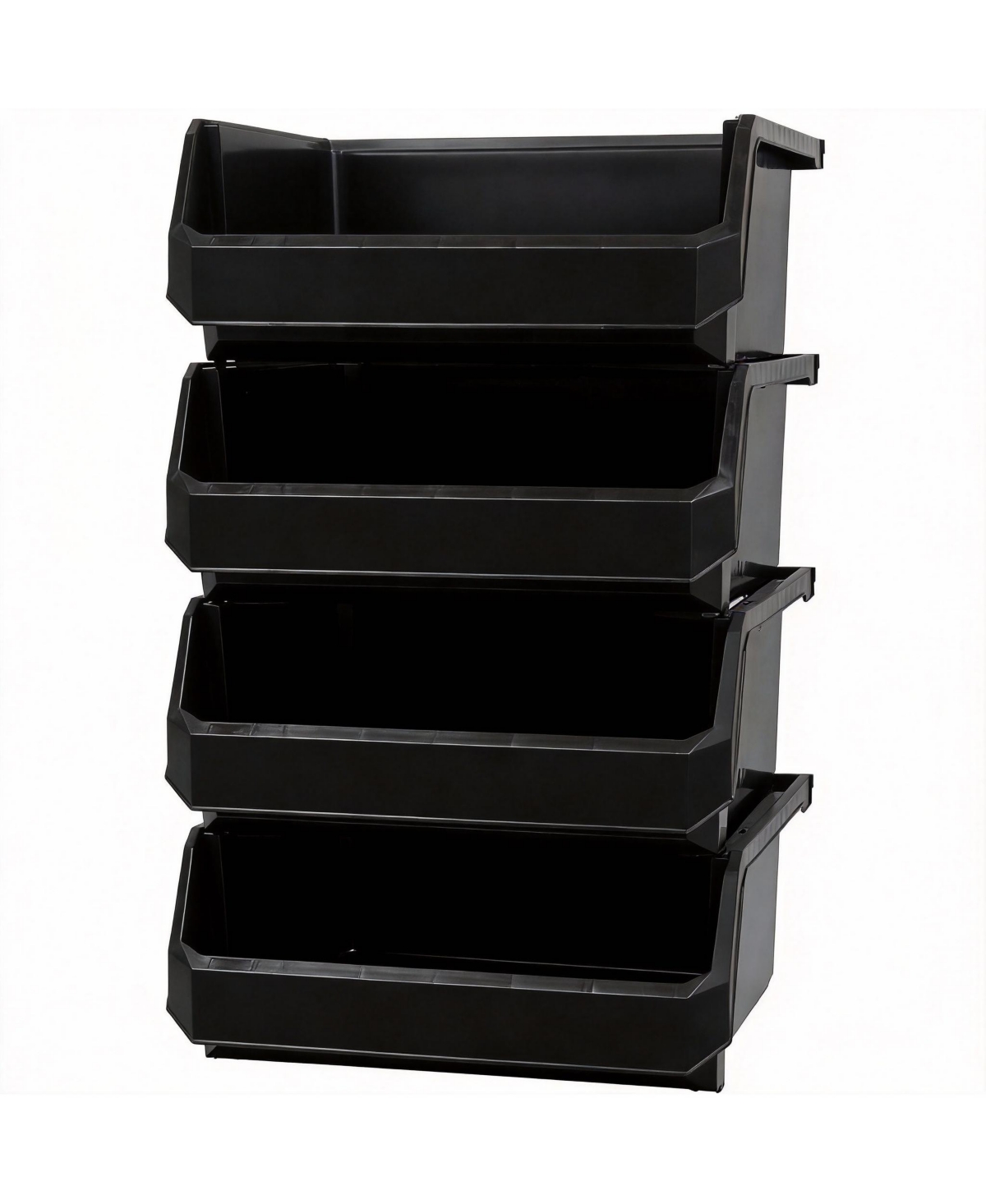 Yigii Extra Large Stackable Storage Bins for Home Organization 4-Pack - Black