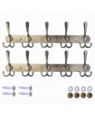 Heavy Duty 5-Tri Hook Wall Rack, Stainless Steel Rail, Bronze Finish