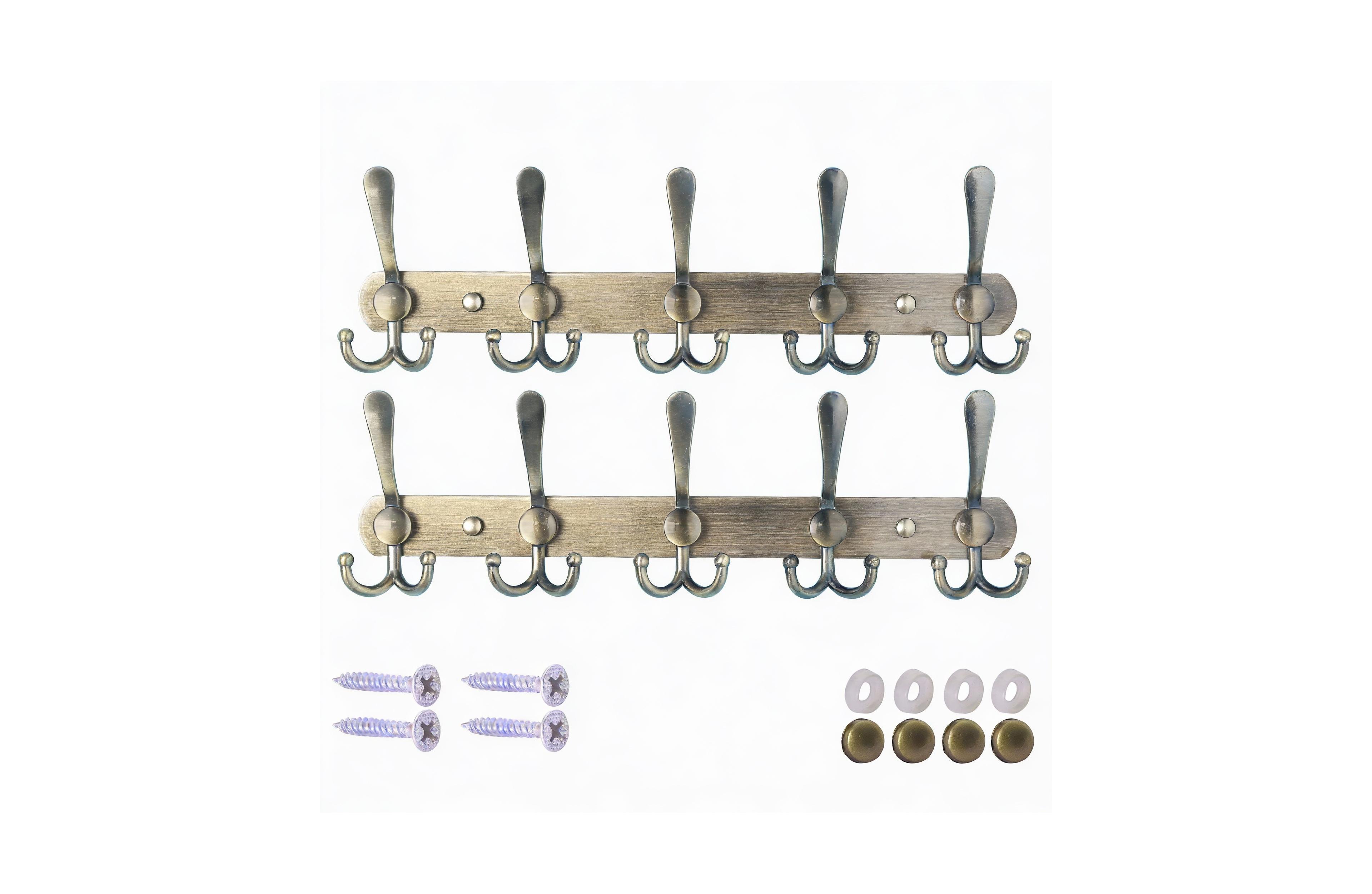 Yigii Heavy Duty 5-Tri Hook Wall Rack, Stainless Steel Rail, Bronze Finish