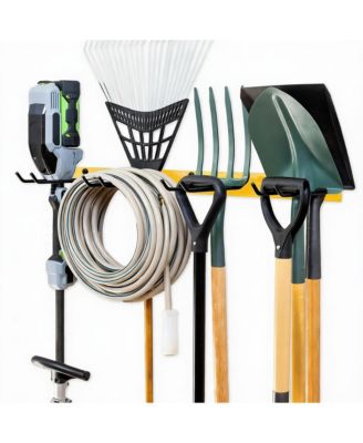 Wall-Mounted Tool Rack - 4 Hooks, Heavy-Duty Steel, 250lb Capacity, Easy Install