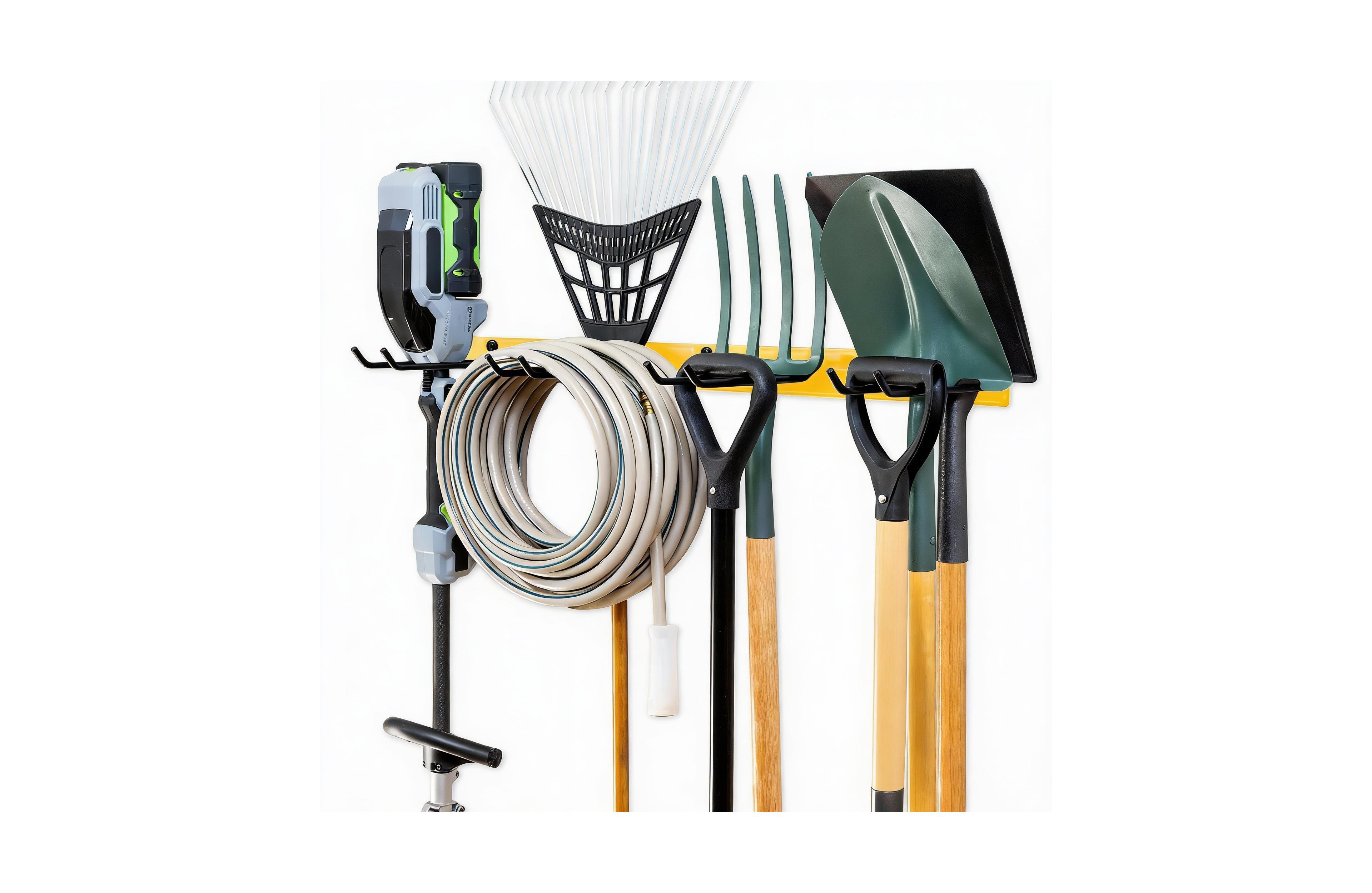 Yigii Wall-Mounted Tool Rack - 4 Hooks, Heavy-Duty Steel, 250lb Capacity, Easy Install