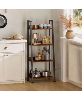 Arched Metal Bookshelf for Home Office and Living Room - 5 Shelves, Rustic Brown