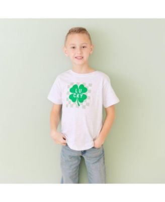 Toddler Boys Lucky Shamrock Checkered St. Patrick's Day Short Sleeve T-Shirt