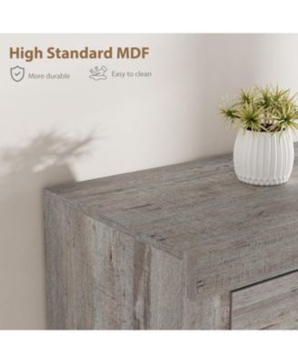 Farmhouse TV Stand for 75/80 Inch TVs, 70" Long Entertainment Center with 4 Storage Drawers & 3 Open Shelf