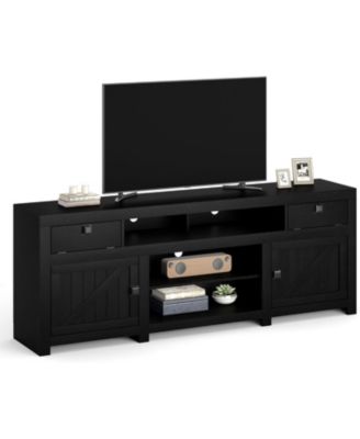Farmhouse TV Stand for 75/80 Inch TVs, 70" Long Entertainment Center with 4 Storage Drawers & 3 Open Shelf