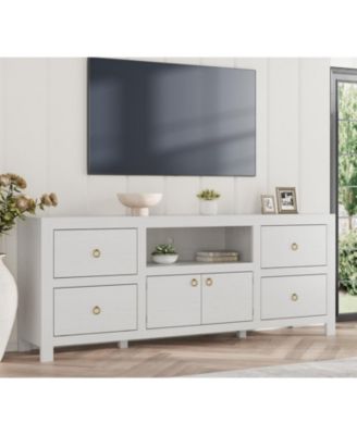 TV Entertainment Center with Storage, 6 Drawers, Farmhouse TV Stand for TVs Up to 80", Media Console Stands