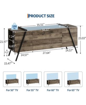 TV Stand for 60/55/50/45 Inch TV, 47" Mid Century Modern Entertainment Center for Living Room, Bedroom