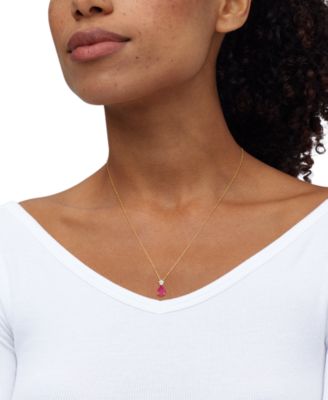 Sapphire (1-1/3 ct. t.w.) & Diamond (1/10 ct. t.w.) Pendant Necklace in 10k White Gold (Also Available in Emerald, Ruby)