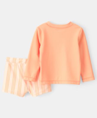 Baby Boys' Long-Sleeve Rashguard Swimsuit, 2-Piece Set
