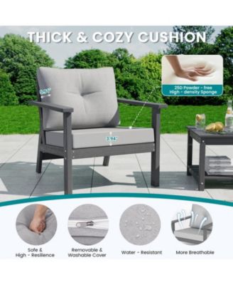 7-Piece HDPE Patio Conversation Seating Set with Cushions