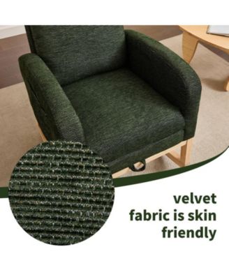 Modern Accent Upholstered Nursery Glider Rocking Chair with Solid Wood Legs Side Pocket High Backrest 300LBS Capacity for Living Room