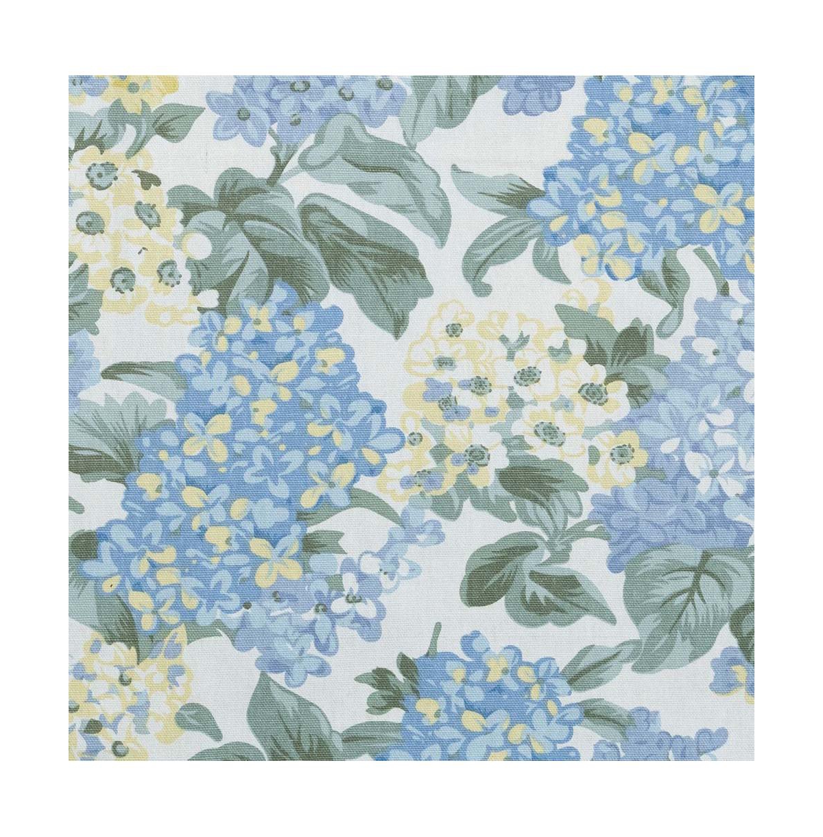 Ellis Hydrangea Classic Pattern Printed 1.5" Rod Pocket Window Tailored Pair with Ties 68"x63" Blue
