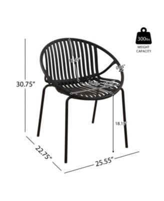 7 Pieces Outdoor Modern Metal and Polypropylene Dining Set with Stackable Chair, Black