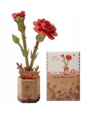  DIY 3D Wood Puzzle Red Carnation 124pcs