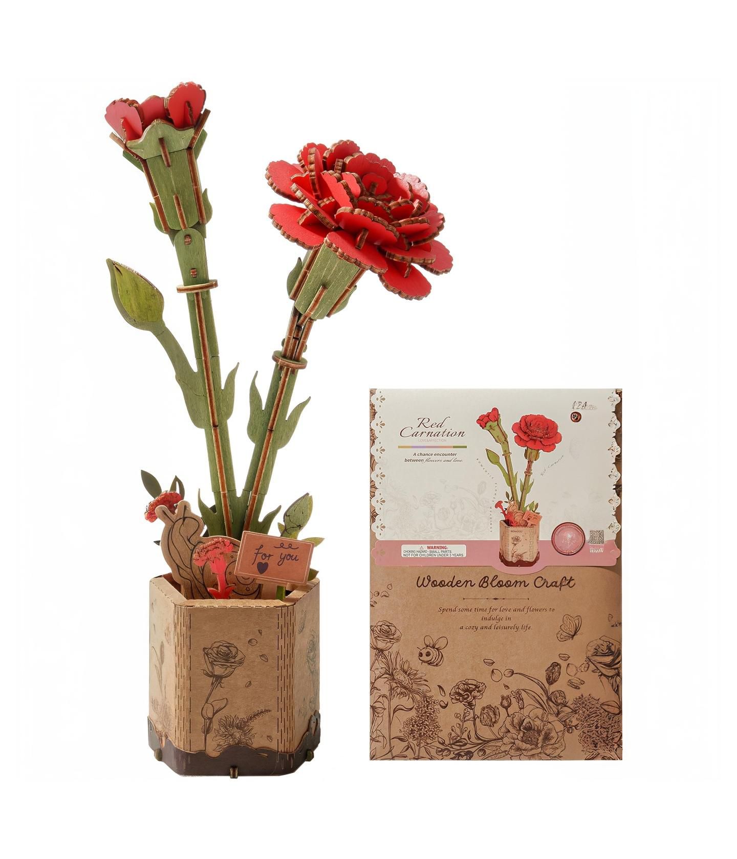 Детские конструкторы Flash Popup Red Carnation 3D Wood Puzzle, 124-Piece, Ages 14+ — фото 3
