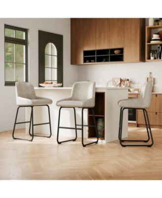 Home Counter Height Bar Stools PU Leather Barstools with Back and Footrest Industrial Metal Frame