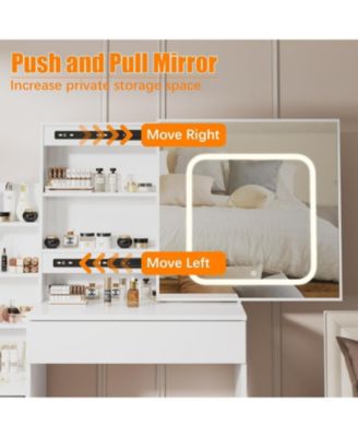 White 4-Drawer Lighted Mirror Vanity, Practical Makeup Desk for Everyday Bedroom Use