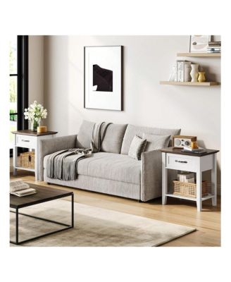 2-Tier Drawer Nightstand End Table, Storage Shelves Side Table for Living Room Study Room Bedroom