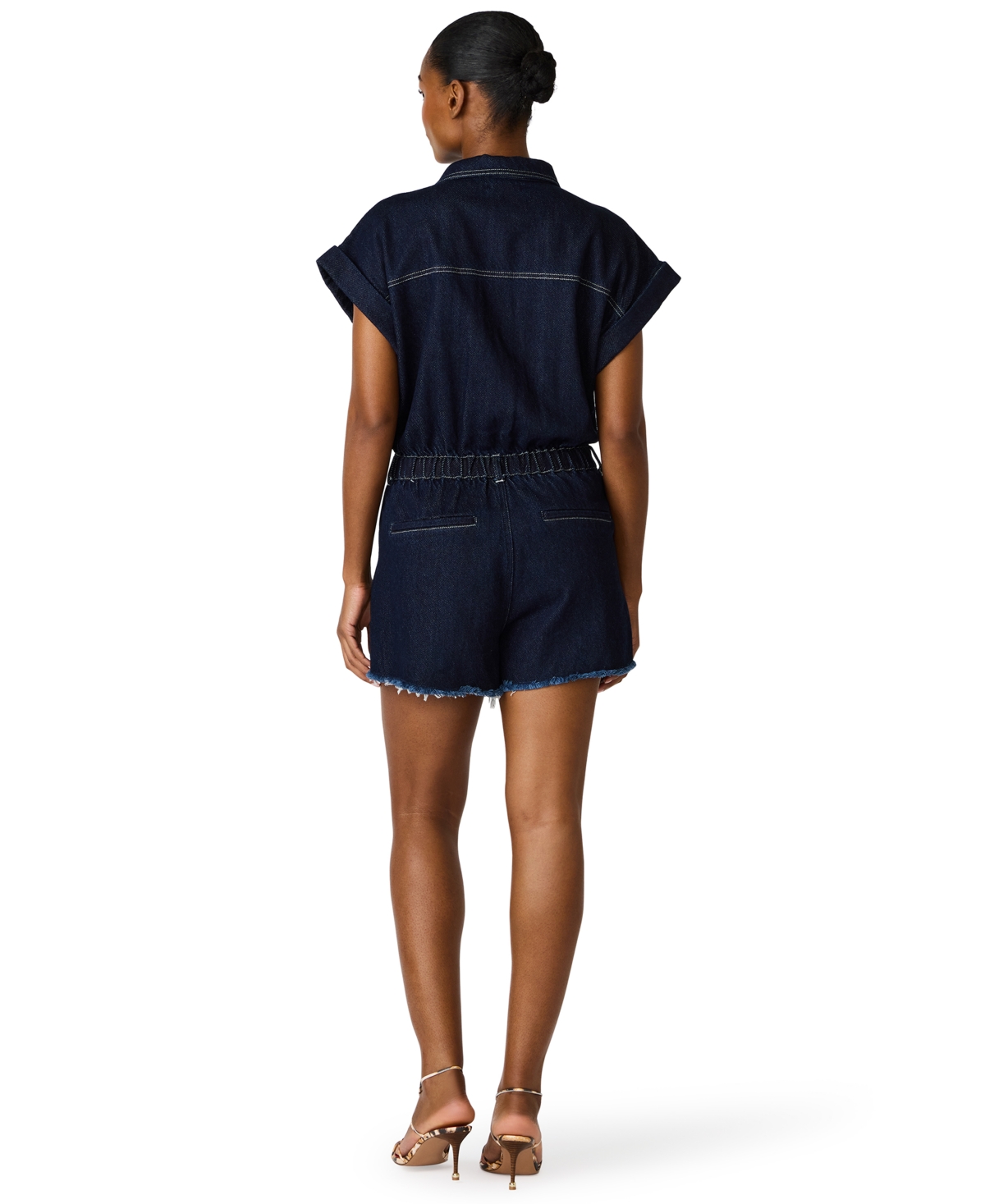 Steve Madden Women's Calliope Collared Short-Sleeve Romper