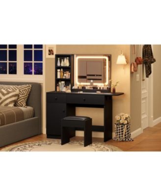 Makeup Vanity Desk Mirror and Lights - Vanity Table Set for Bedrooms, Apartments, Easy to Assemble