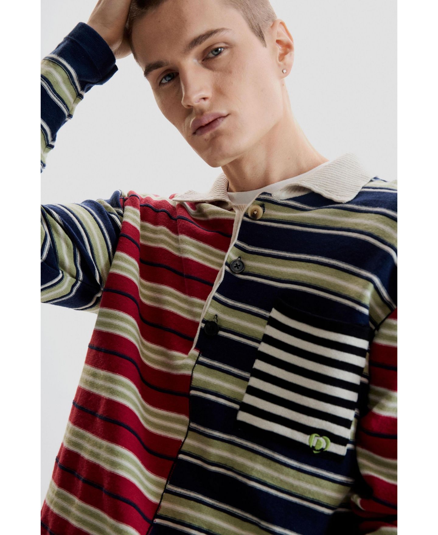 Мужской свитер Desigual Striped, цвет: Тёмно-синий — фото 4