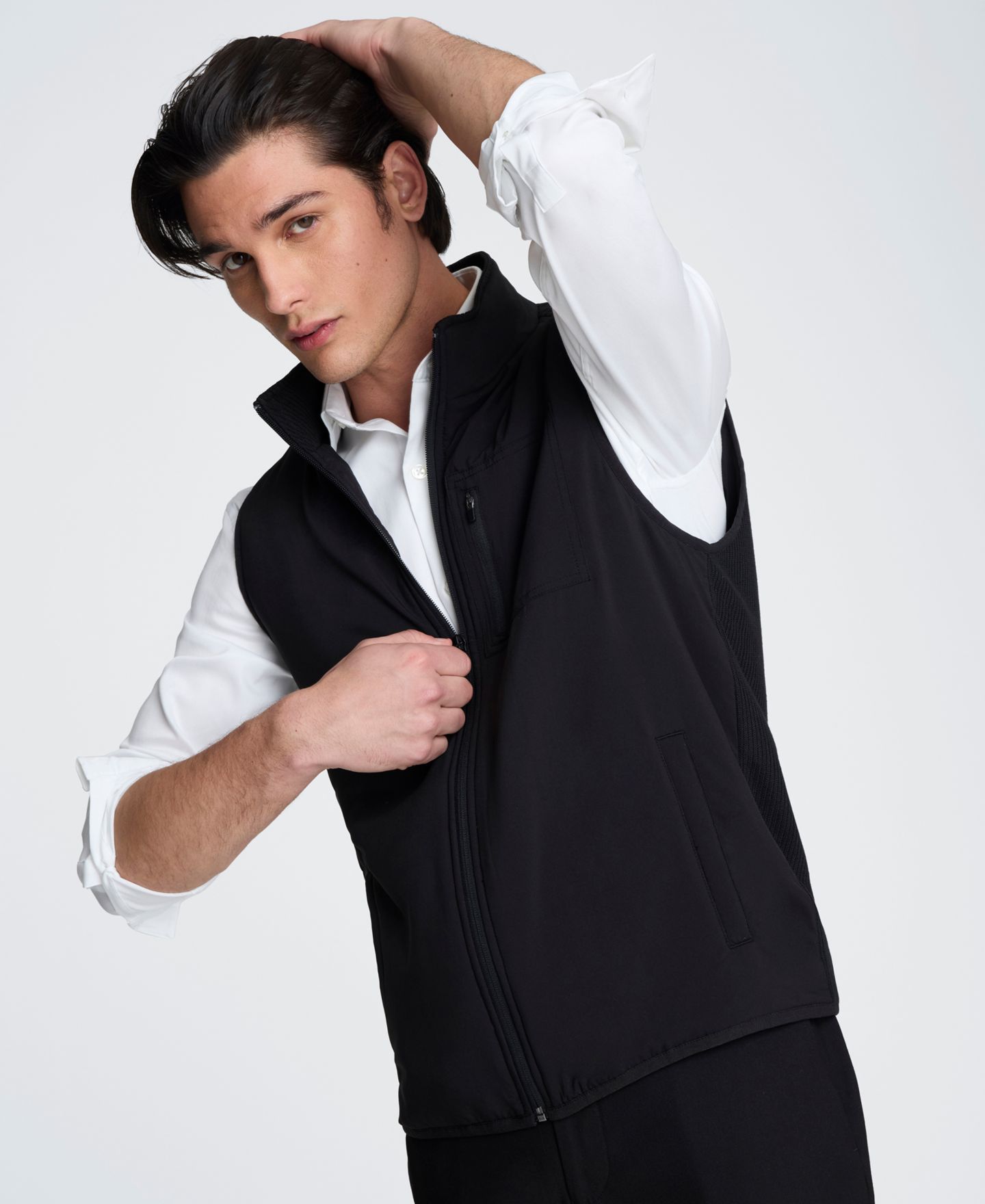 Мужской жилет Kenneth Cole Mixed Media Vest, цвет: Чёрный — фото 3