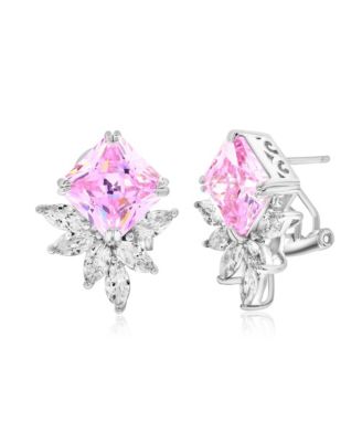 Sterling Multi-cut Cluster Cubic Zirconia Butterfly Earrings