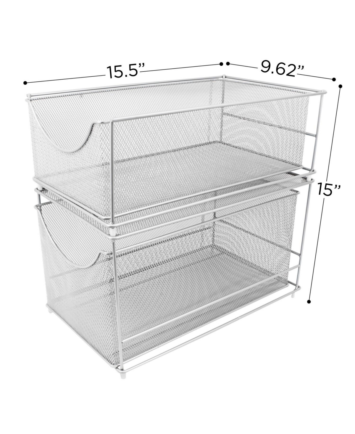 Sorbus 2-Tier Sliding Mesh Basket Drawers - Ideal for Countertop, Cabinet, Pantry, Under the Sink, Desktop and More