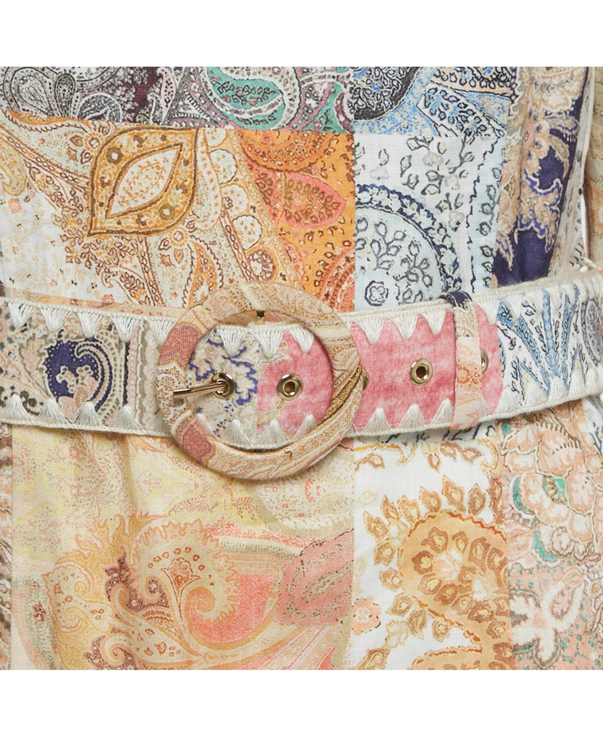 Pre-Owned Zimmermann Women's Multicolour Floral Print Linen Ruffle Hem Mini Dress