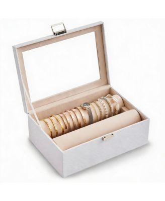 Clear Lid Bangle Organizer Box with Metal Closure - Perfect for Women's Jewelry