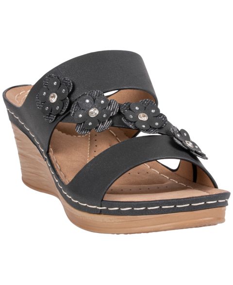Женские сандалии GC Shoes Halia Floral Wedge, цвет: Чёрный