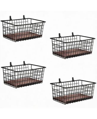 4-Pack Metal Wire Wall Basket with Handles for Kitchen, Bathroom, Entryway