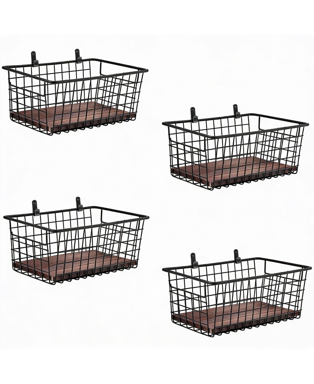 Yigii 4-Pack Metal Wire Wall Basket with Handles for Kitchen, Bathroom, Entryway