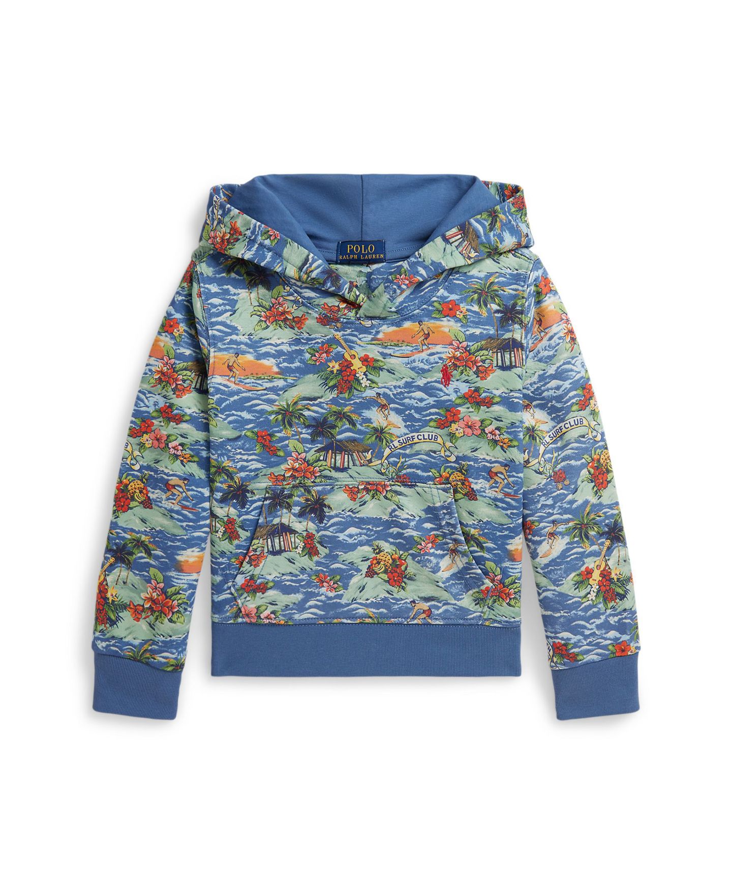 Худи Polo Ralph Lauren Tropical-Print Ribbed Cuff для мальчиков, цвет: Синий — фото 1