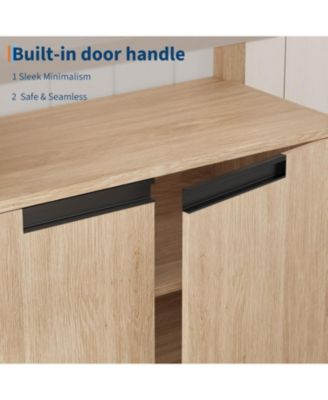 Farmhouse TV Stand for Tv Up to 65 Inches, Long Entertainment Center with 4 Door & Open Shelf