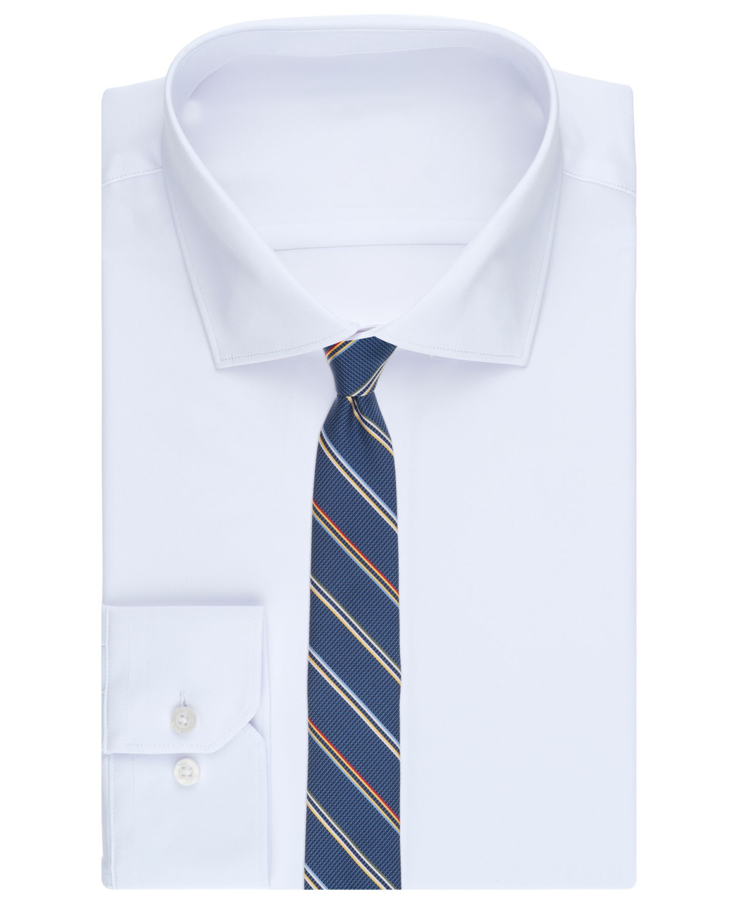 Мужской галстук Bar III Amra Stripe Skinny Tie, цвет: Джинсовый — фото 3