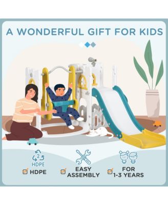 6 in 1 Indoor Toddler Slide and Swing Playset