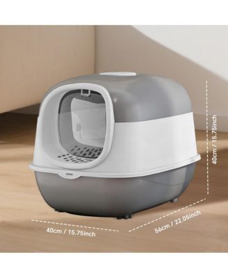 Modern Enclosed Cat Litter Box in Grey