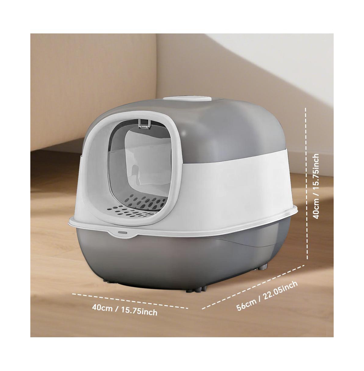 Aostirmotor Modern Enclosed Cat Litter Box in Grey