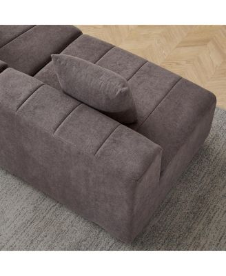 Chenille Sectional Sofa with 2 Pillows, Symmetrical Modular for Living Room/Office