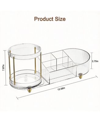 360 Silent Rotating Makeup Organizer: 2 Perfume Trays, 5 Compartments, Multi-Use