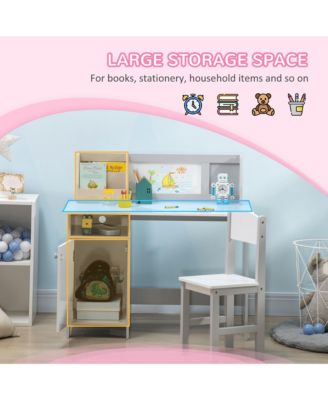 Toddler Writing Desk and Chair Set with Whiteboard and Storage